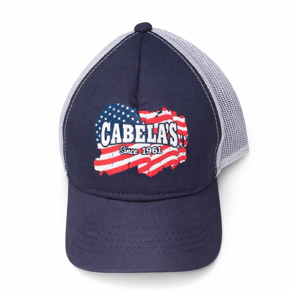 Cabela's Dark Blue and Light Gray USA Flag Cap